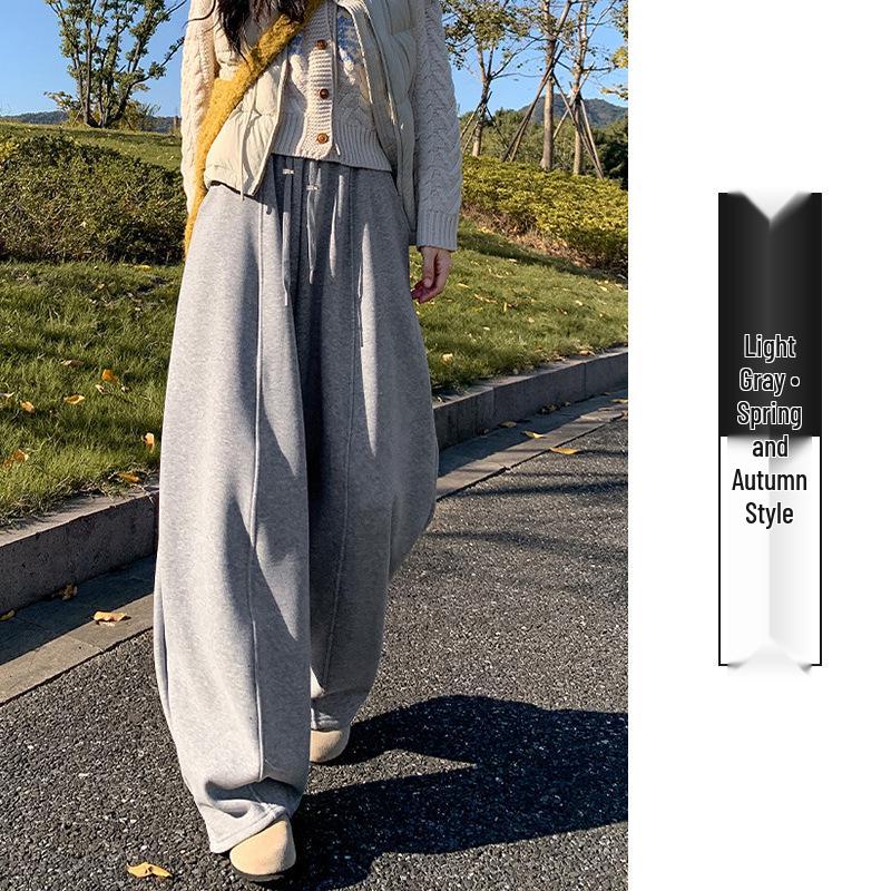 2025 American Style Maternity Cashmere Wide-Leg Sweatpants with Velvet for Autumn/Winter Extra Large