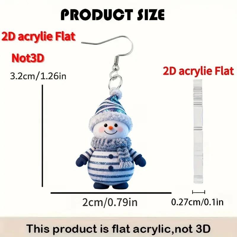 Festive Snowman Acrylic Jewelry With Printed Design For Holiday Gift Giving