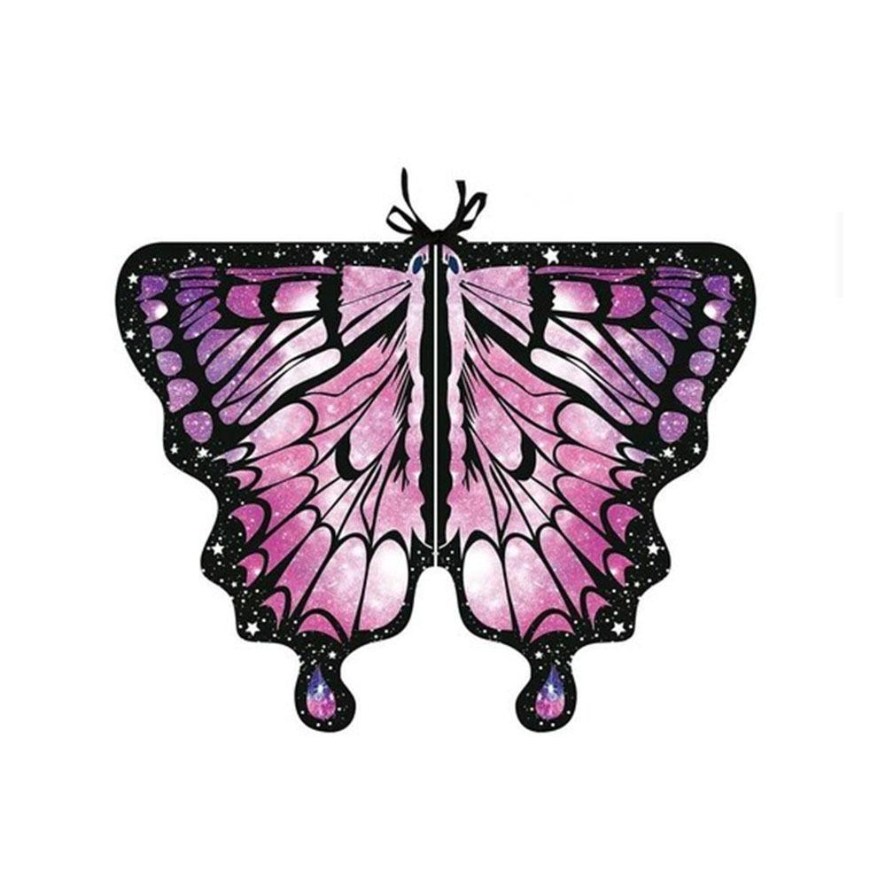 Colorful Fairy Wings Cloak Rotating Butterfly Shawl Cape Butterfly Wings Shawl  Festival Party розовый