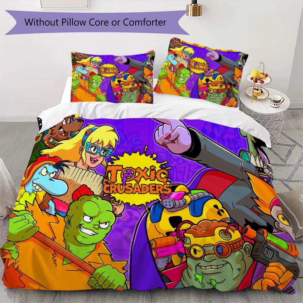 Toxic Crusaders Pattern Bedding,Quilt Set Quilt Cover Pillowcase Home Birthday Gift (1*duvet cover+2*pillowcase,without core)ASJT261020021