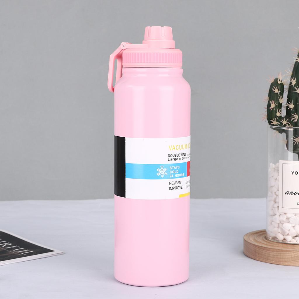 Nová dvouvstvá nerezová ocel odolná proti pádu přenosná venkovní fitness opasek rukojeť sportovní rovná láhev na pití velkokapacitní konvice