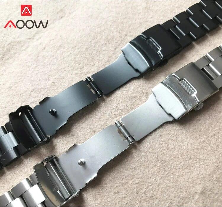 Massives Edelstahlarmband 20 mm 22 mm gebogene Ende Faltschließe 3 Zeiger Herren Ersatzarmband Armband Uhrenzubehör