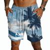 Mens Board Shorts with Drawstring Waist and Tropical Tree Print Quick Dry Swim Trunks for Beach Surf Sports