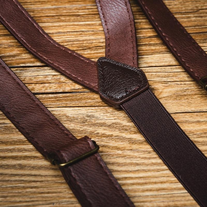 Old Fashion PU-läder Hängslen Bälte Med Elastiskt Band För Vuxna Tonåringar Unisex Olika Kläder Och Tillfällen Utklädning