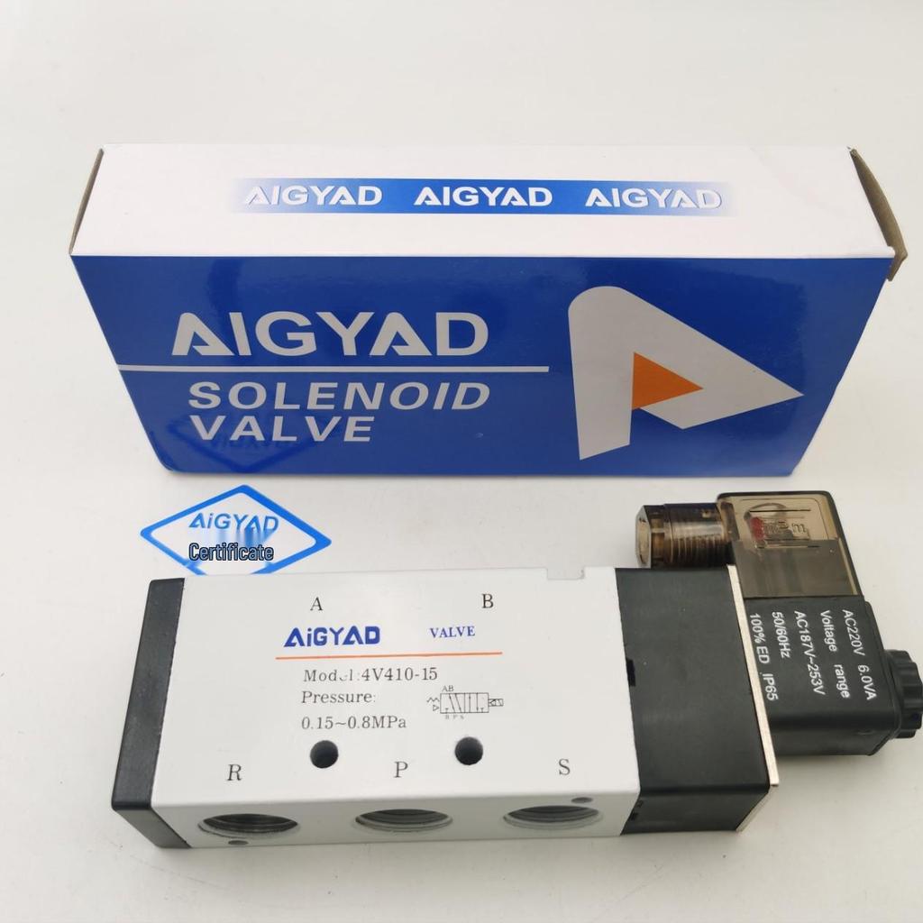 AIGYAD 4V410-15 Zwei-Positionen Fünf-Wege Umkehr-Pneumatik-Magnetventil (DC24V/AC220V)