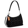 Coach Borsa a Spalla Media Teri Denim con Pelle Donna Nera CDE43-SVBK