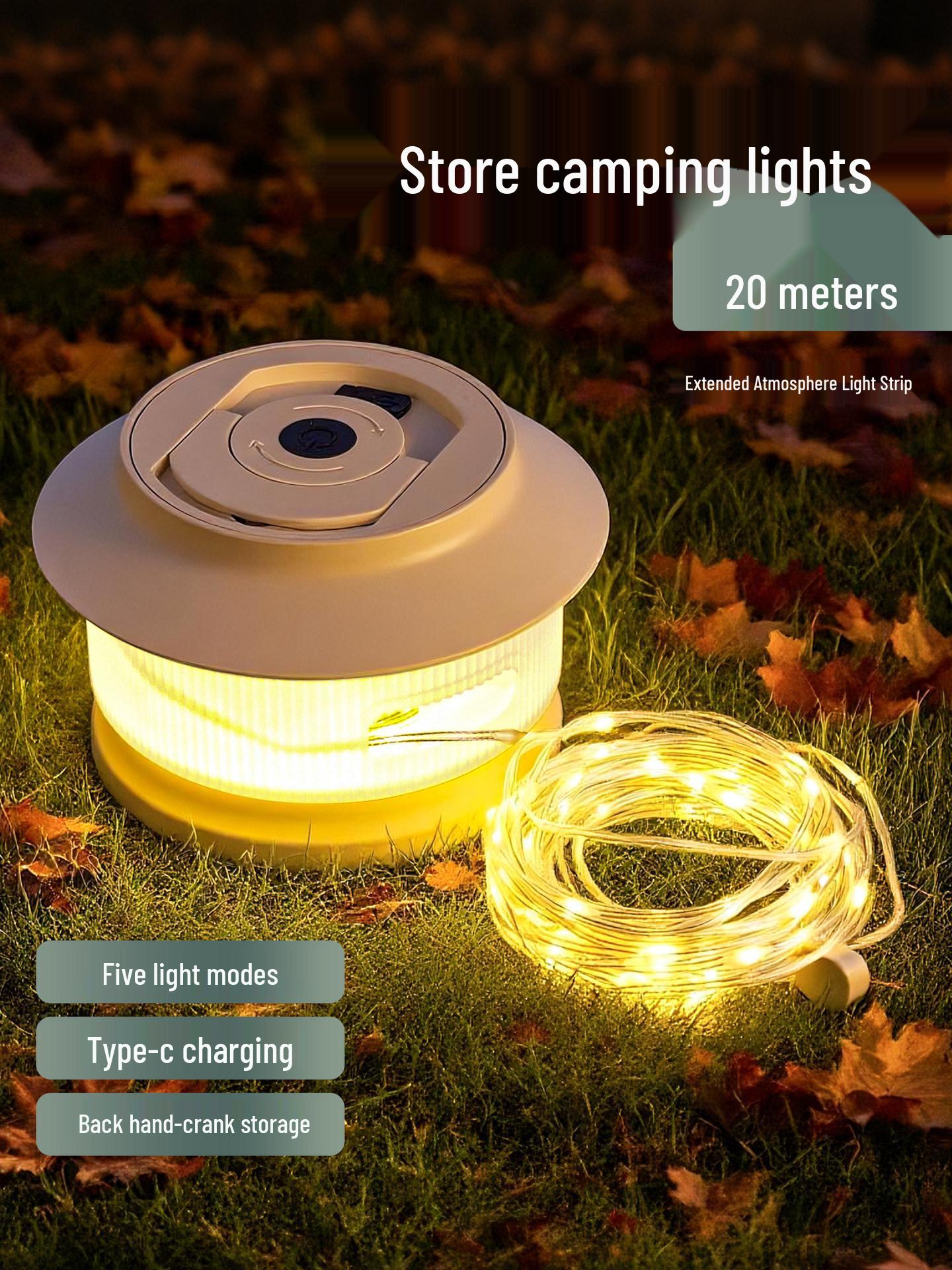 

Starry Sky Camping String Lights: Ultra-Long Battery Life, Portable Hangable Tent Lamp White (20-meter Warm Light Strip)
