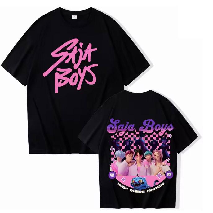 KPop Demon Hunters Saja Boys Y2K T-shirt Harajuku O-neck High Quality Cotton Casual Comfortable Shirt Gift Tees Summer Unisex