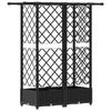 Elevated Planter with Trellis and Hanging Roof Black 124 x 40 x 123 cm PP