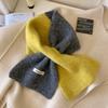 Knitted Cross Scarf Two-Tone Color Lazy Neck Warmer Stylish Knitted Scarf  For Women
