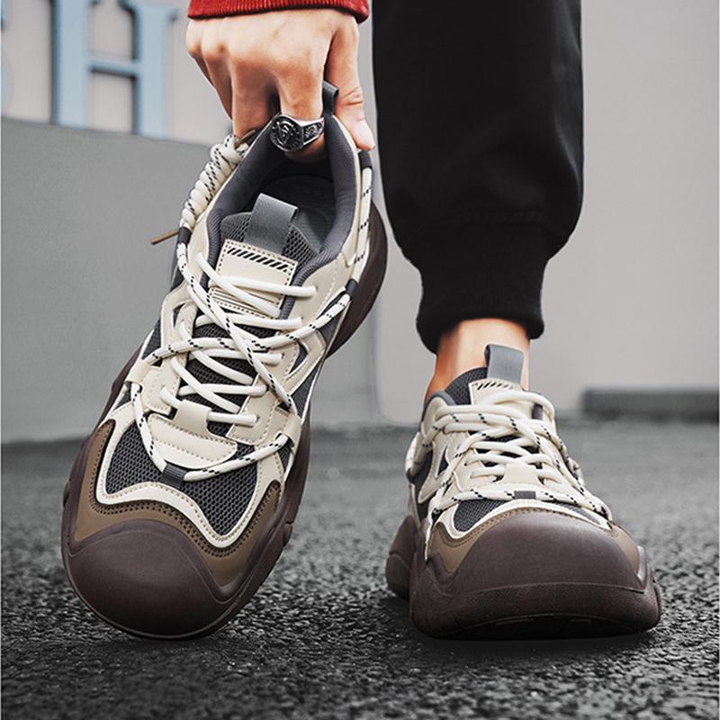 New Man Breathable Casual Thick-soled Sports Shoes Popular Mesh Summer Trendy Non-slip Hiking Shoes Running Non-slip Sneakers