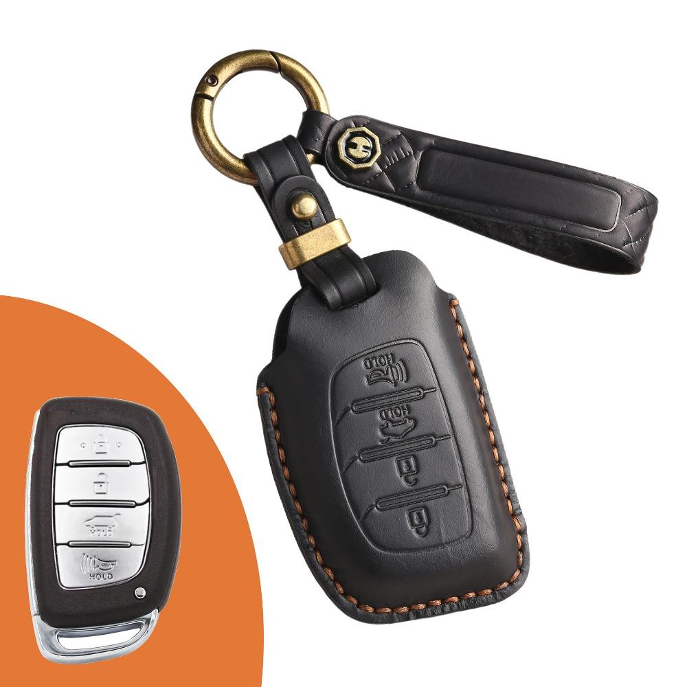 Handmade Leather Key Cover for Hyundai IX35 Elantra Verna Retro Style Car Key Protector