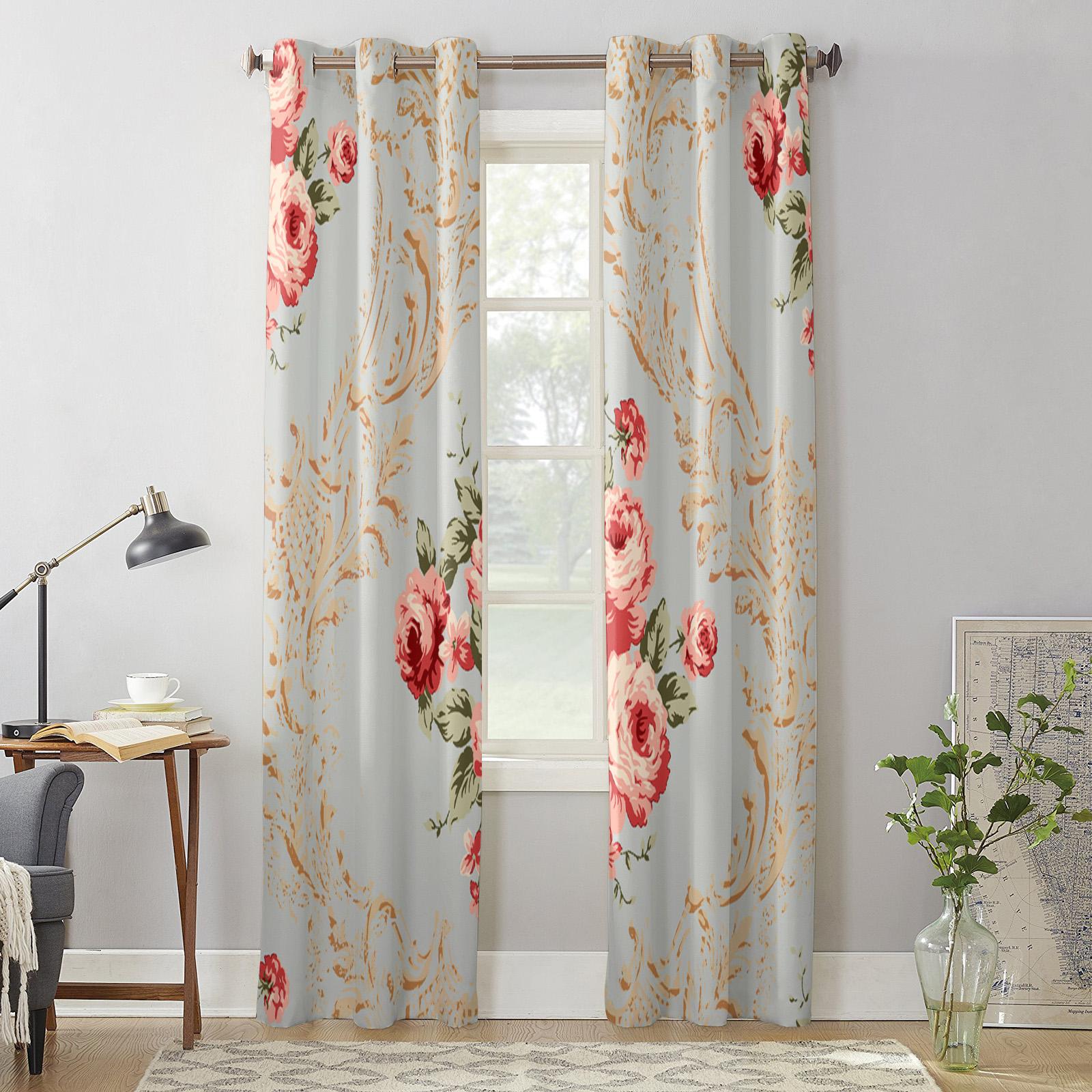 Цветочная винтажная ручная роспись оконная занавеска для гостиной — фото 4