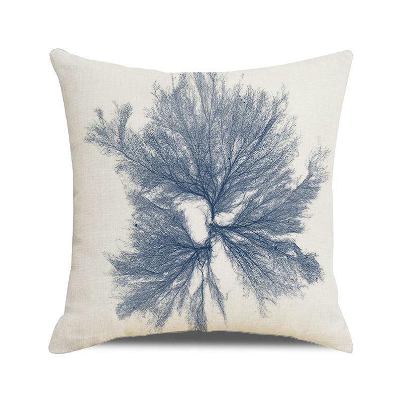 Watercolor Painting of Coral Marine Creatures Digital Printing Short Plush Pillow Covers for Car Sofa Office Cushion Cover