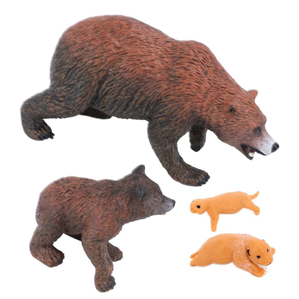4Pcs Brown Bear Model Set PVC Lifelike Bear Figure Animal Life Cycle Model Set for Education