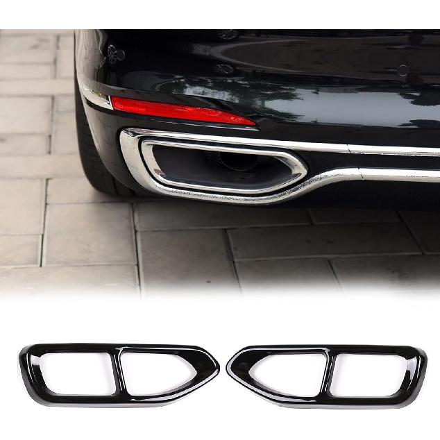 304 Stainless Steel Car Exhaust Tail Pipe Cover Trim For For BMW 7 Series G11 G12 730 740 750i 2016 2017 2018 (black)