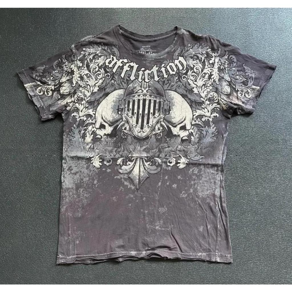 STREETRICH Y2K Gotisk Harajuku Splicing Tryck Vit Långärmad Ny Punk Hip Hop Sexig T-shirt Mode Casual Ren Bomull Lös Topp Unisex
