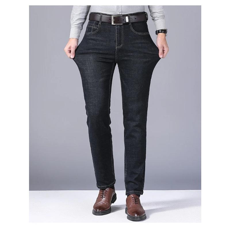 Men Fashion Straight Jeans Stretch Slim Fit Pants Comfortable Soft Business Denim Trousers Clothing
