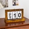 Wooden Retro Home Flipping Calendar Coffee Shop Desktop Decoration DIY Flipping Plan Table Perpetual Calendar Office Supplies