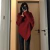 MULVAN Women's Irregular High Neck Batwing Sweater Top