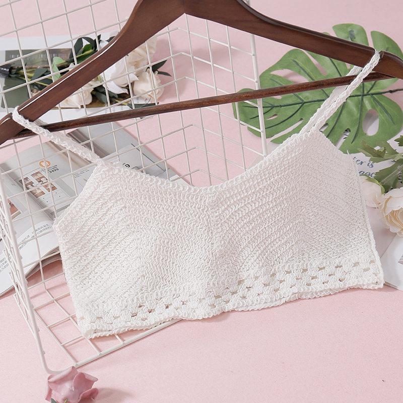 

Женские бикини ручной работы, вязаные крючком, укороченные топы, вязаный купальник, майка на бретельках One Size