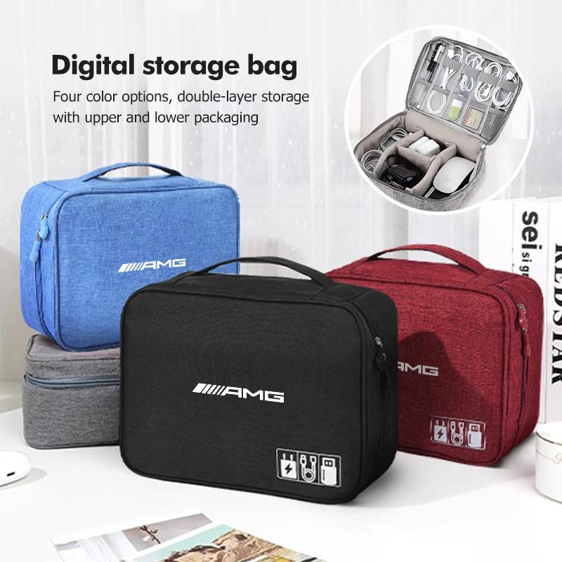 2025 Hot Car Data Cable Storage Case USB Hard Drive Protection Bag For Mercedes Benz AMG A B C E S G Class A180 CLK CLA GLE GLC