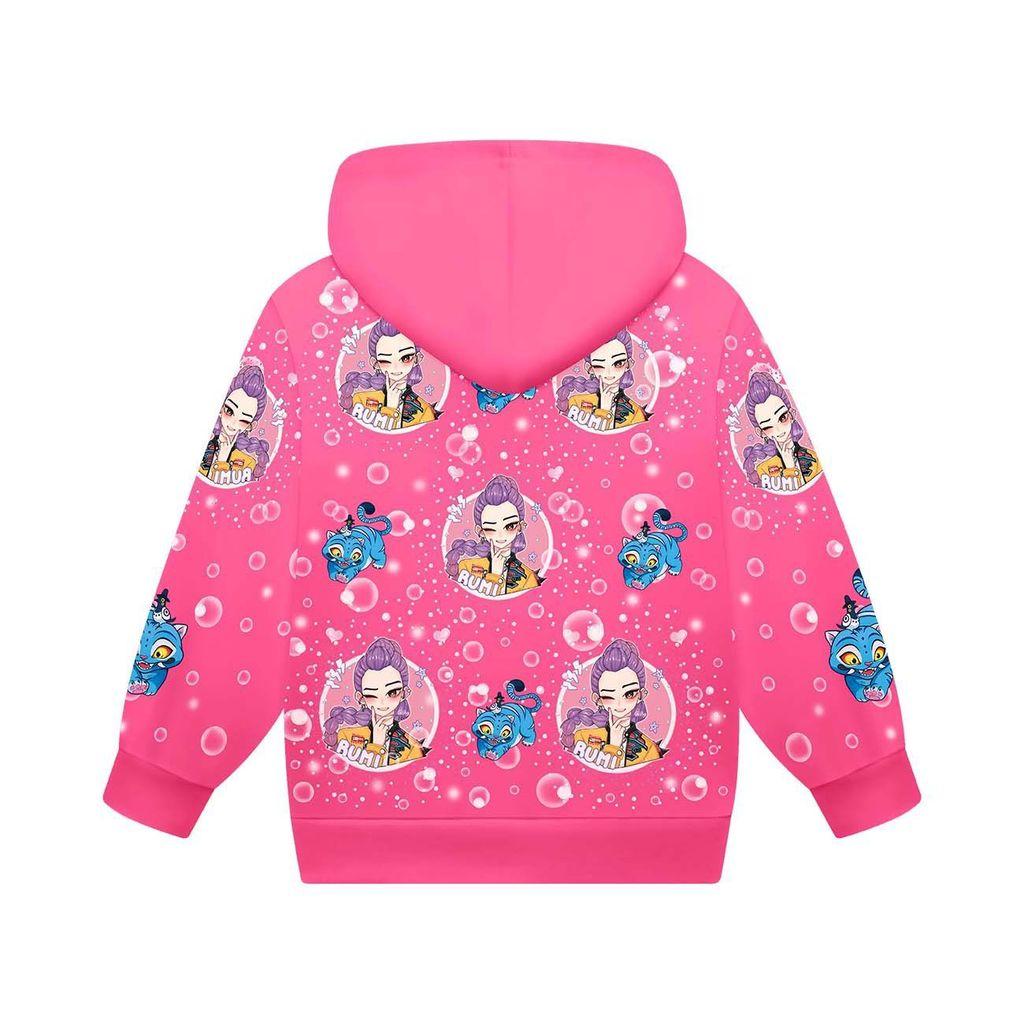 Jachetă/Palton Casual cu Glugă și Fermoar cu Mâneci Lungi Imprimat cu Rumi Zoey Mira Cântăreață POP pentru Copii Fete