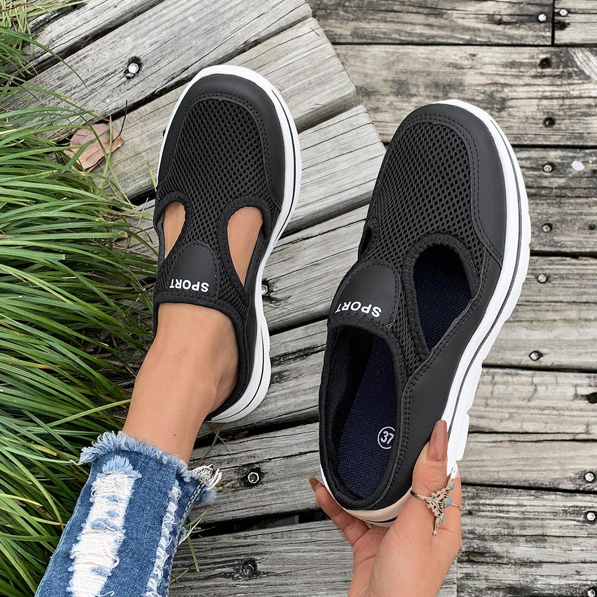 

Модные женские тапочки 2024 года, летние мягкие и удобные тапочки, дышащая нескользящая женская спортивная обувь, повседневная модная обувь на плоской подошве 42 чёрный