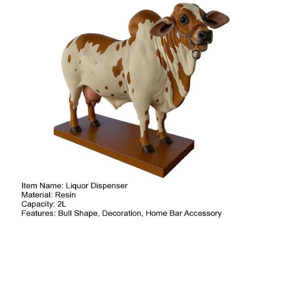 2L Bull Liquor Dispenser Wine Vodka Whiskey Decanter Brazilian Cattle