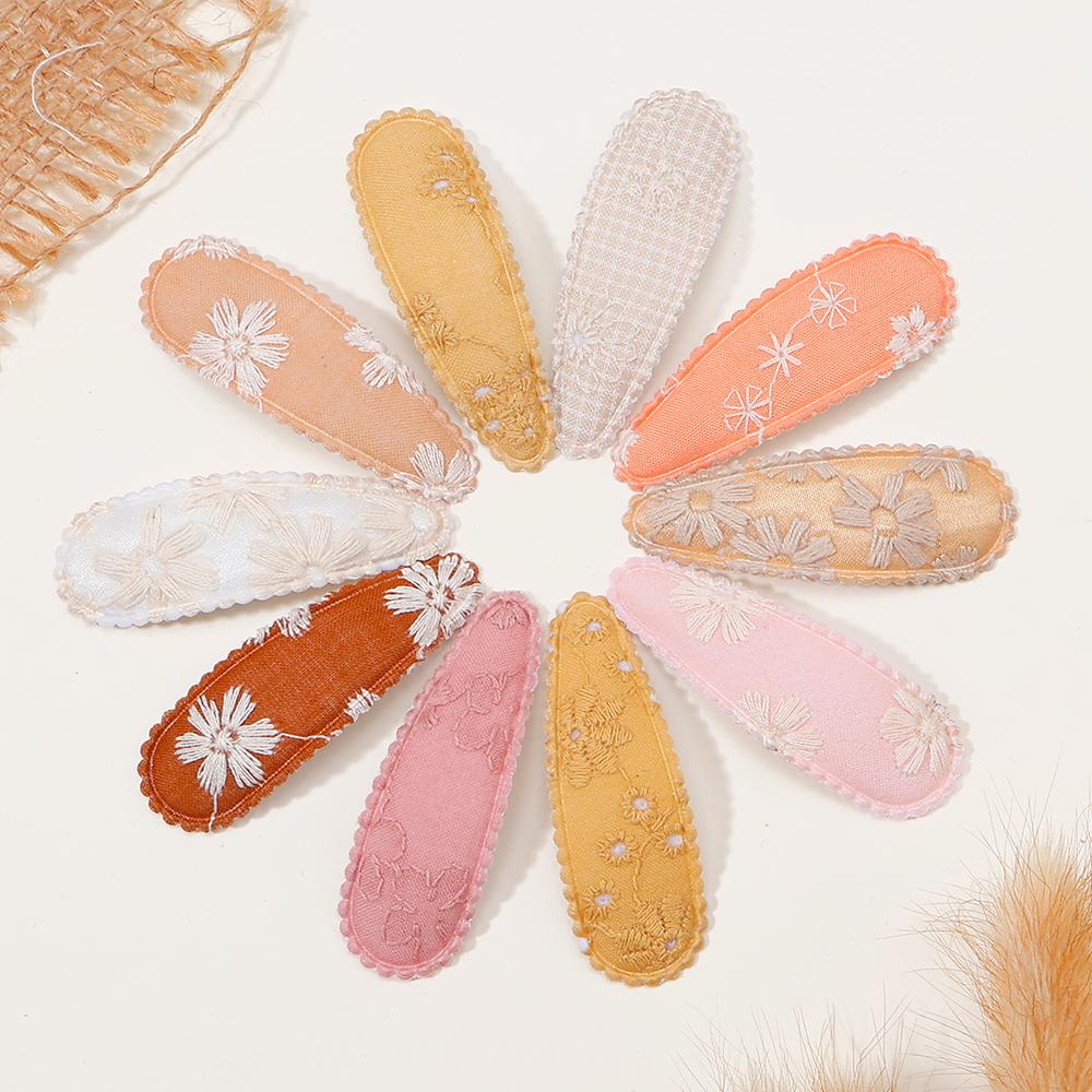2/4/6Pcs/Set New Print Cotton Alloy Hair Bow Snap Clips Fabric Plaid Hairpins Girl Kid Headwear Baby Hair Accessories