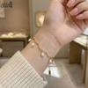 EFFIE QUEEN Stainless Steel 18k Gold Oval Shaped Freshwater Pearl Chain Bracelet Banquet Jewelry for Women Wedding Party STPB02