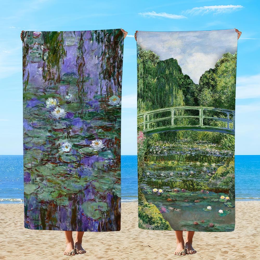 Handtuch Textil Bademantel Strand Schnelltrocknend Leicht Tragbar Camping Kunst Schwimmen M-MonetS Pool Reise