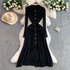Autumn Winter Women Brand Designer Runway Party Dresses Full Sleeve Knitted Sweater Long Midi Pullover Fishtail Dress
