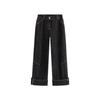 2024 Unisex Verwaschenes Schwarz Retro High-Waist Locker Weitbeinige Mop-Jeans