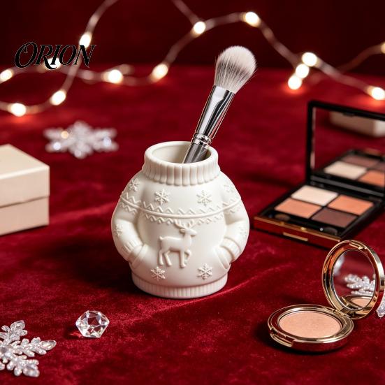 Cute Festive Gift for Women 3D Printed Sweater Pen Holder, Creative Desk Organizer with Elk Snowflake Relief Home Durable Holder Office School