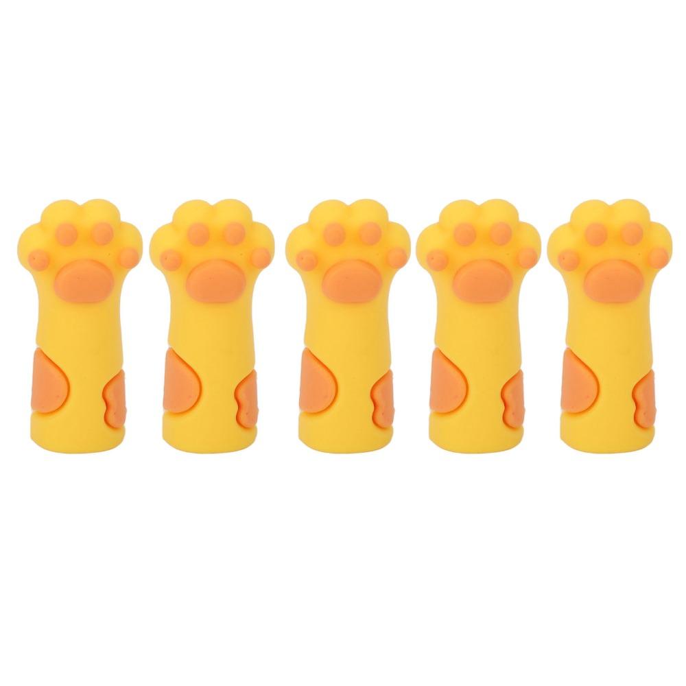 5pcs Cat Paw Shape Cuticle Scissors Cover Protector INS Style Silicone Cuticle Trimmer Protective Sleeve Elastic