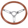 Volante Completo Classico 380mm 15 pollici Impugnatura in Noce 3 Razze Rivettato 6 Fori Modifica Universale Marrone