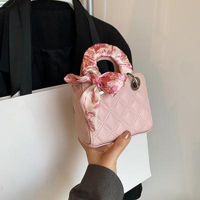Luxury Designer Scarves PU Leather Plaid Quilted Childrern's Handbag Casual Crossbody Bag Small Square Tote