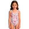 Girls One Piece Swimsuit Floral Print Round Neck Sleeveless Swimwear Suitable for Kids Comfortable Fit Lightweight Fabric