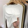 Long sleeve T-shirt women spring and autumn new loose everything with solid color crew-neck base shirt with elastic thin shirt