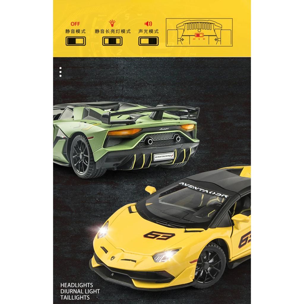 1/24 Scale Lambor Aventador SVJ 63 Super Car Model Sound Light Collection Metal Diecast Toys Vehicles Kids Boys Gift Decoration