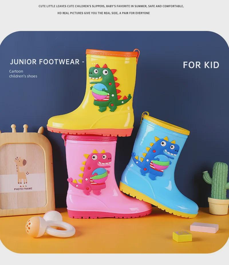 "Dinosaur Kids' Mid-Tube Rain Boots for Boys and Girls"