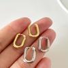 925 Silver Oval Small Circle Earrings for Women Minimalism Geometric U Shaped Earrings Daily Trendy Jewelry Gifts