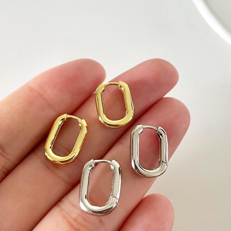 925 Silver Oval Small Circle Earrings for Women Minimalism Geometric U Shaped Earrings Daily Trendy Jewelry Gifts