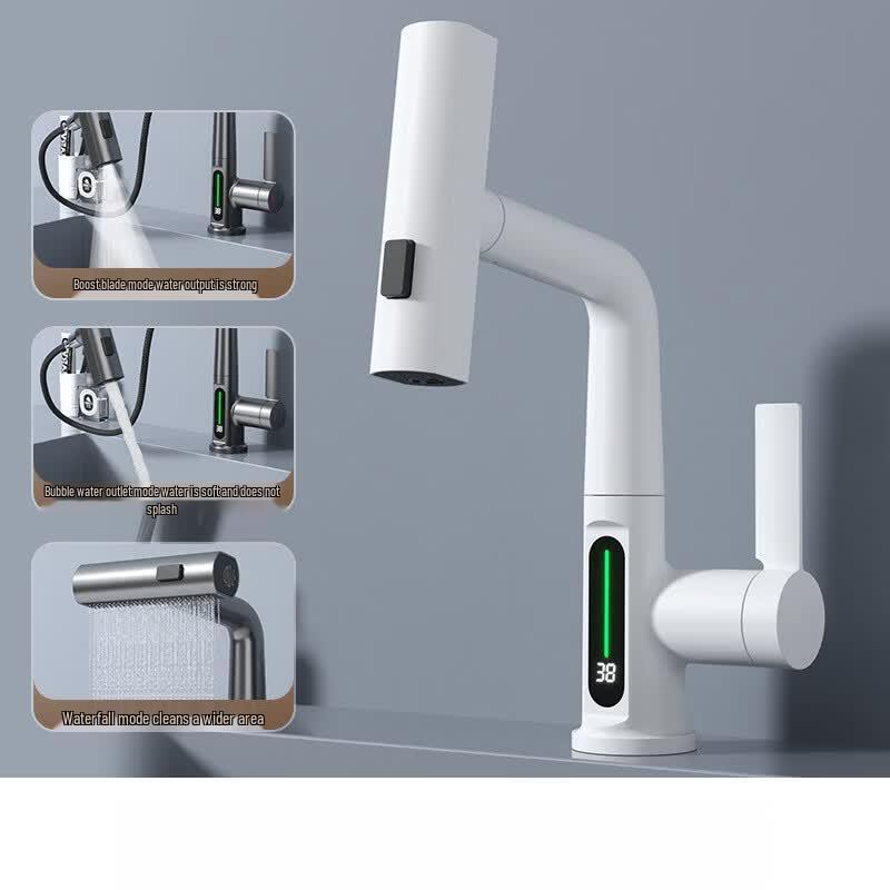 XibaoMu Multifunction Digital Display Pull-out Basin & Kitchen Faucet