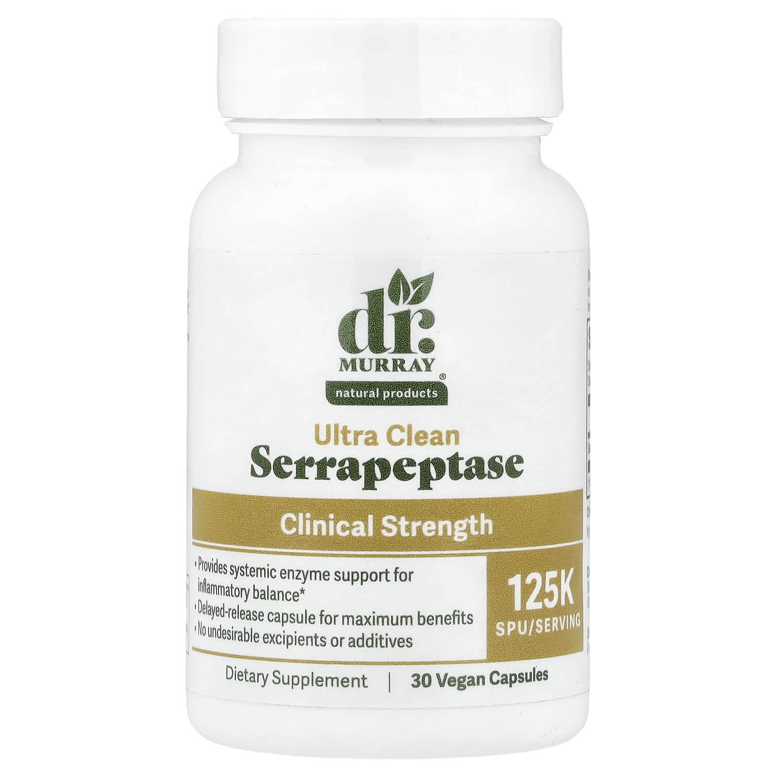 Dr. Murray's Serrapeptase, 125.000 SPU, 30 Plantaardige Capsules