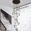 Stair Lamp Long Chandelier Duplex Building Modern Minimalist Light Luxury Creative Villa Loft Living Room Ring Chandelier