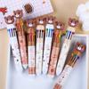 Lovely Bear Ballpoint Pen 10 in 1 Retractable Ballpoint Pen Office School Supplies 0.5mm Multicoloured Pen for Student