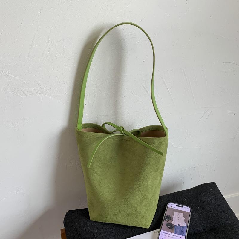 Summer New Retro Solid Color Large-capacity Bucket Bag Women's Simple Fashion Versatile Underarm Shoulder Bag