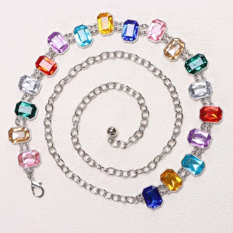 Colorful Waist Belt Stylish for Stage Dance Music Festival Jeans Dress Belt Body Jewelry Chain Belly Dance